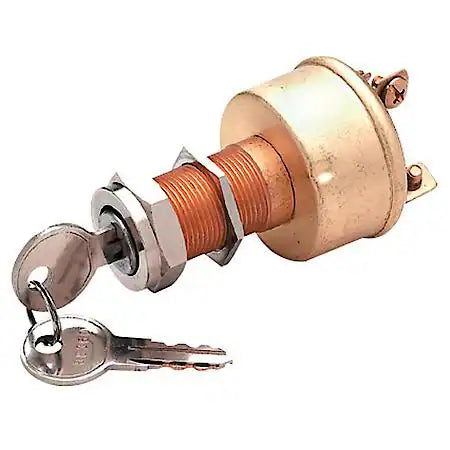 VLM 11621 Valmar Brass Ignition Switch (12V, 15A, 3 Screws, 3 Position)