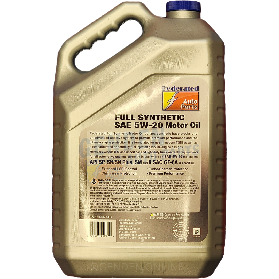 (130) 5275315 Federated SAE 5W20 Full Synthetic Motor Oil - Gallon