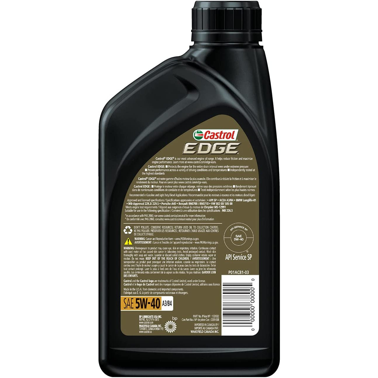 (130) 249 | EDGE EURO 5W-40 A3/B4 FULL SYNTHETIC MOTOR OIL : 1 QT