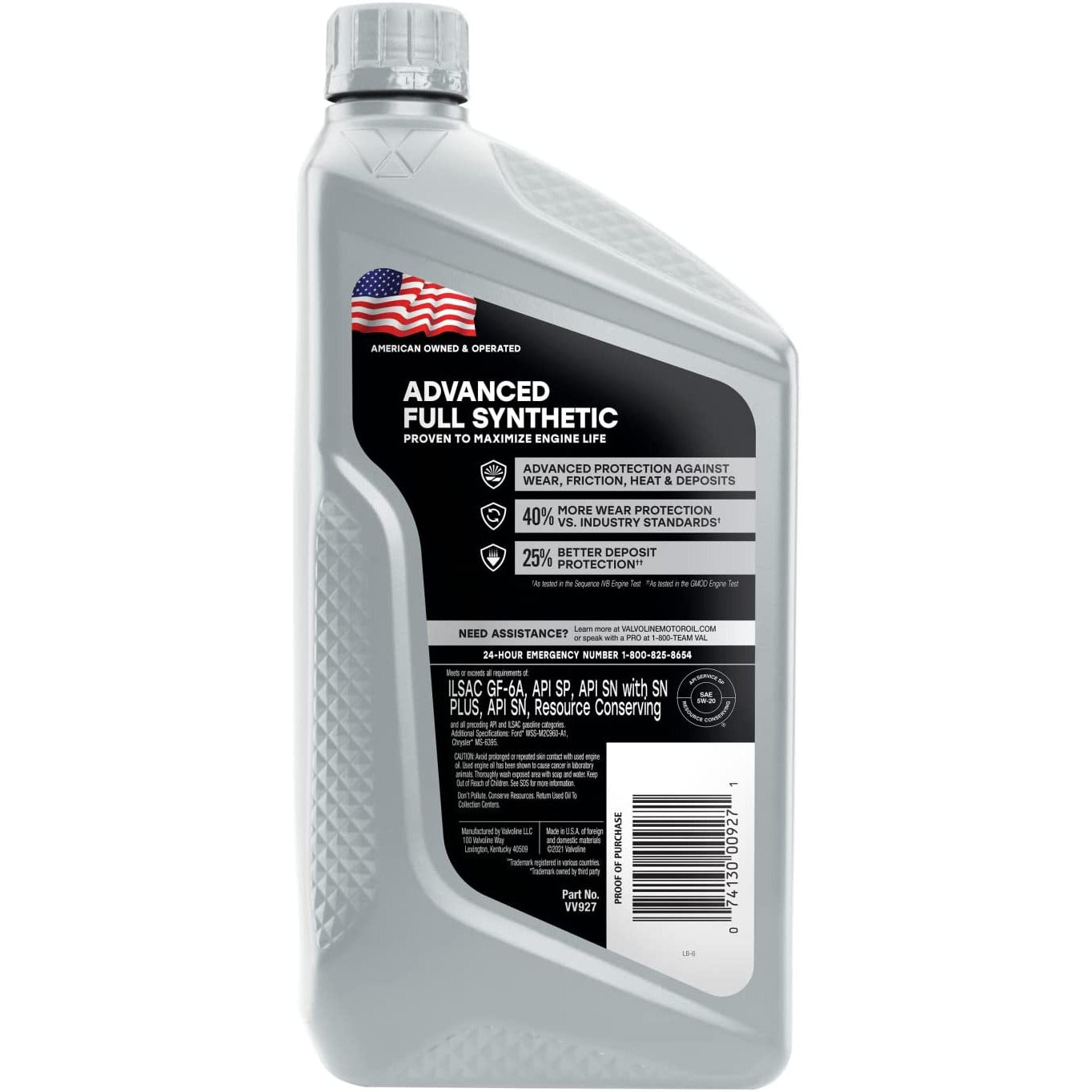 (945) VV927 | Valvoline Advanced Full Synthetic 5W-20 Motor Oil : 1 qt