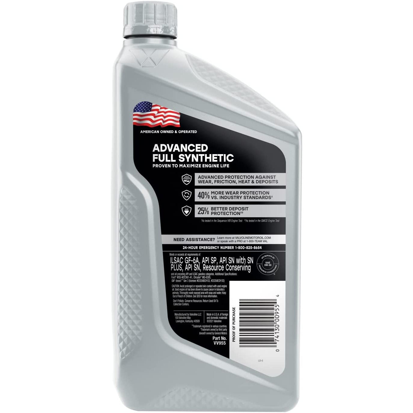 (945) VV955 | Valvoline Advanced Full Synthetic 5W-30 Motor Oil : 1 qt