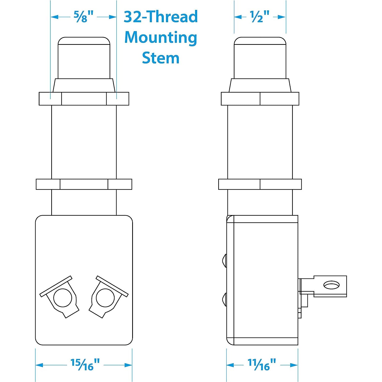 VLM 50-11781 Valmar Heavy Duty Push-Button Switch (6V-12V, 15A, Momentary, Normally Off, SPST)