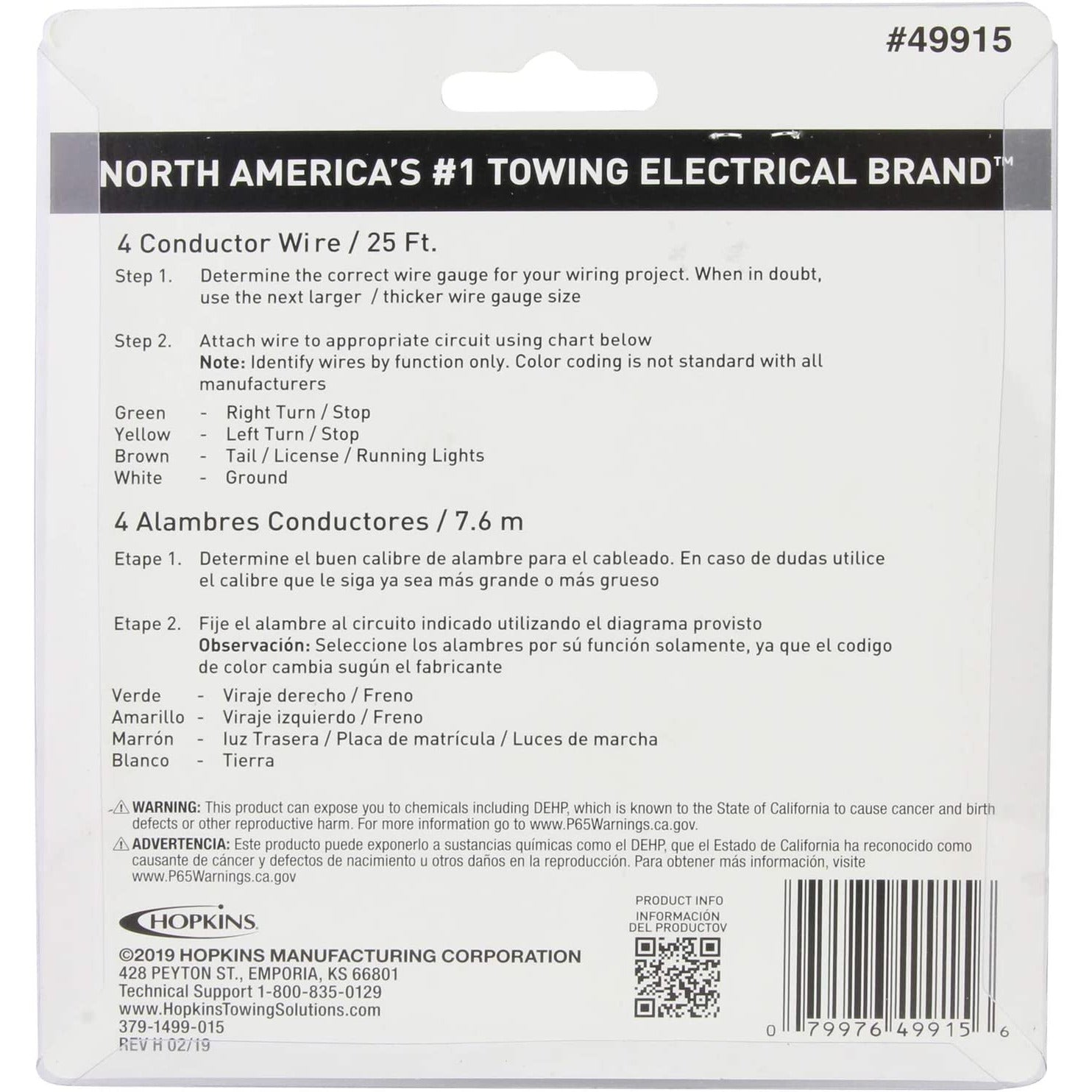 (521) 49915 Hopkins Trailer Wire (18G, 4 Wire, 25')