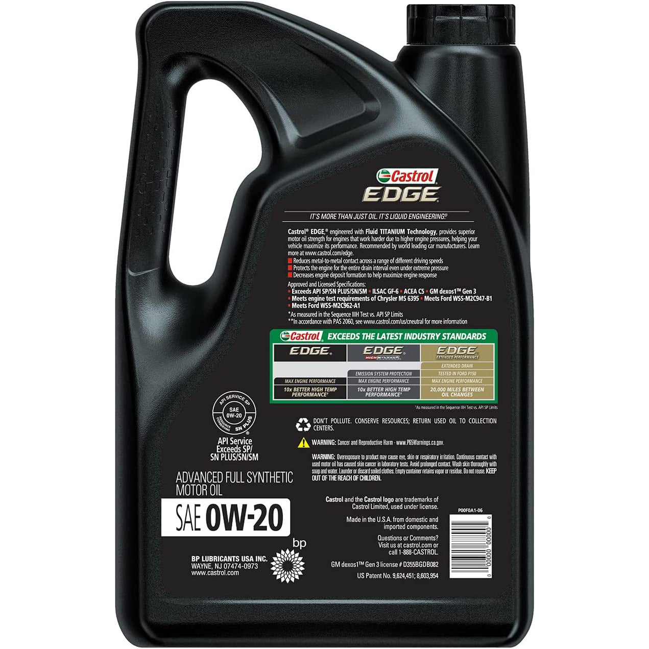 (130) 03124 | EDGE 0W-20 FULL SYNTHETIC MOTOR OIL : 5 QT