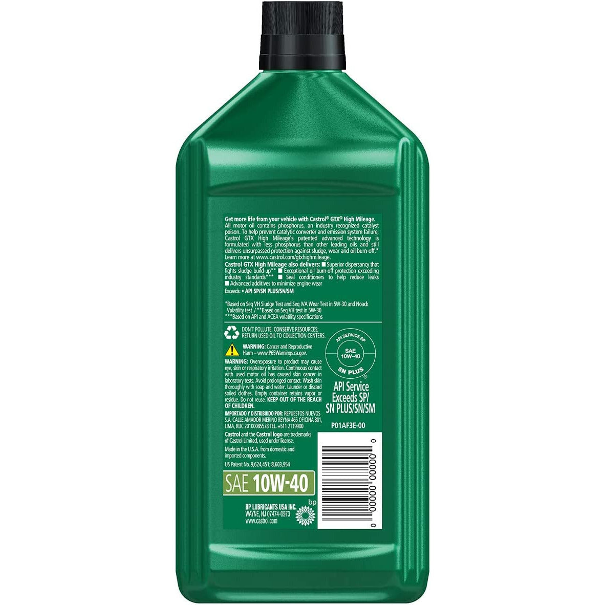 (130) 460 | GTX HIGH MILEAGE SYNTHETIC BLEND 10W-40 MOTOR OIL : 1 QT