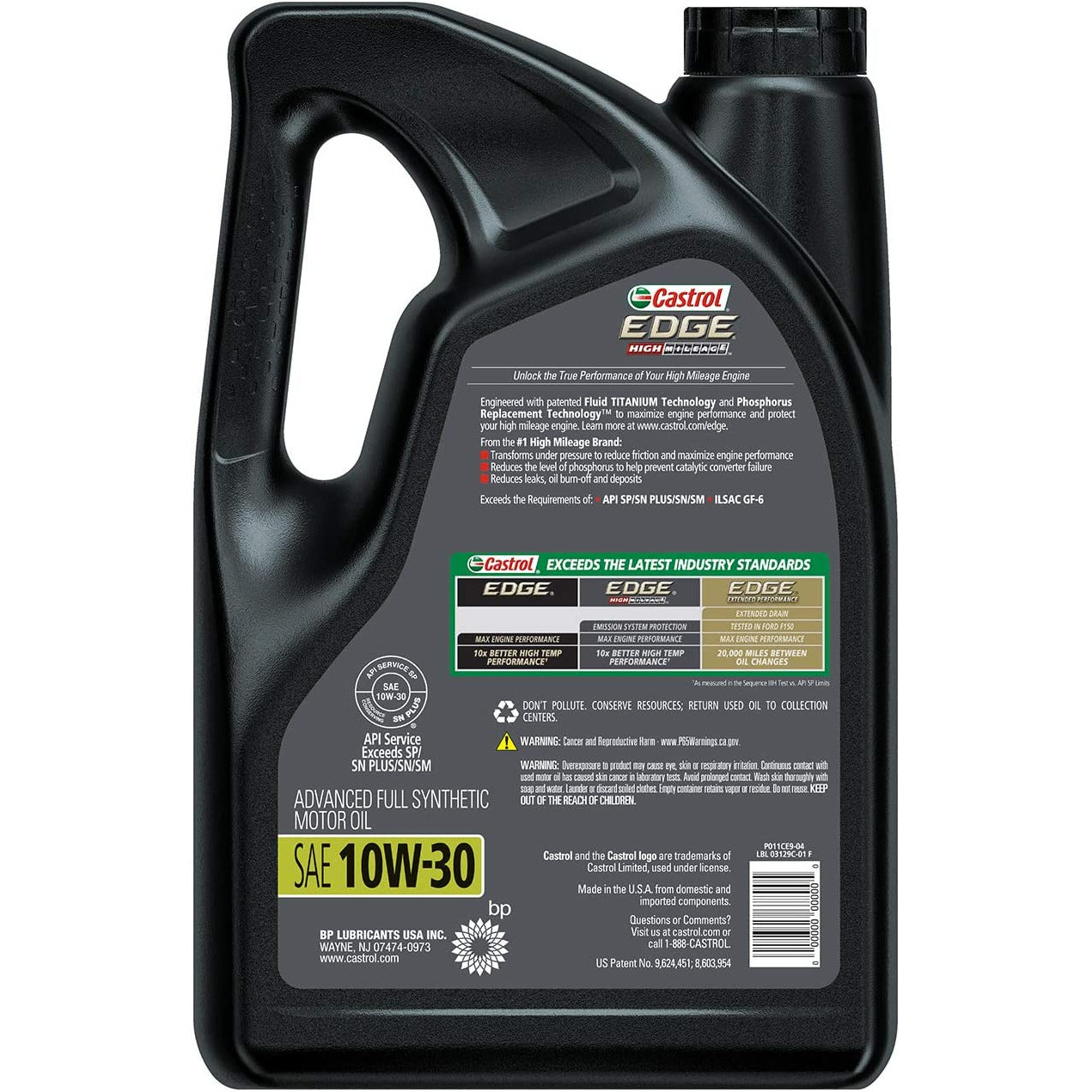 (130) 03129C | EDGE HIGH MILEAGE 10W-30 FULL SYNTHETIC : 5 QT
