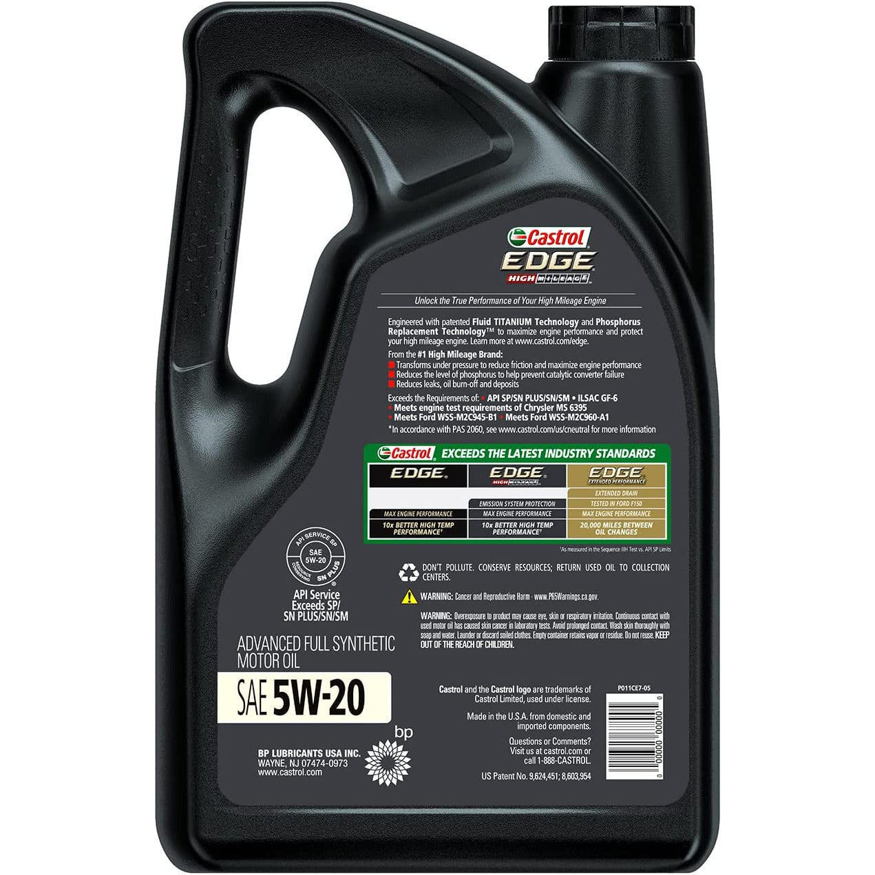 (130) 03143C | EDGE HIGH MILEAGE 5W-20 FULL SYNTHETIC : 5 QT