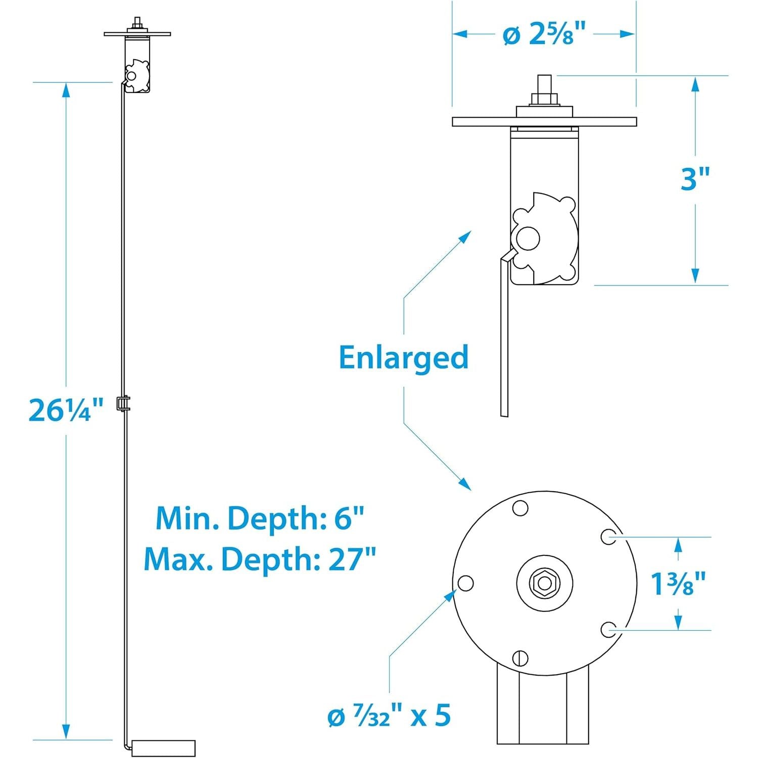 VLM 50-15421 Valmar Fuel Tank Level Sender (6" to 27")