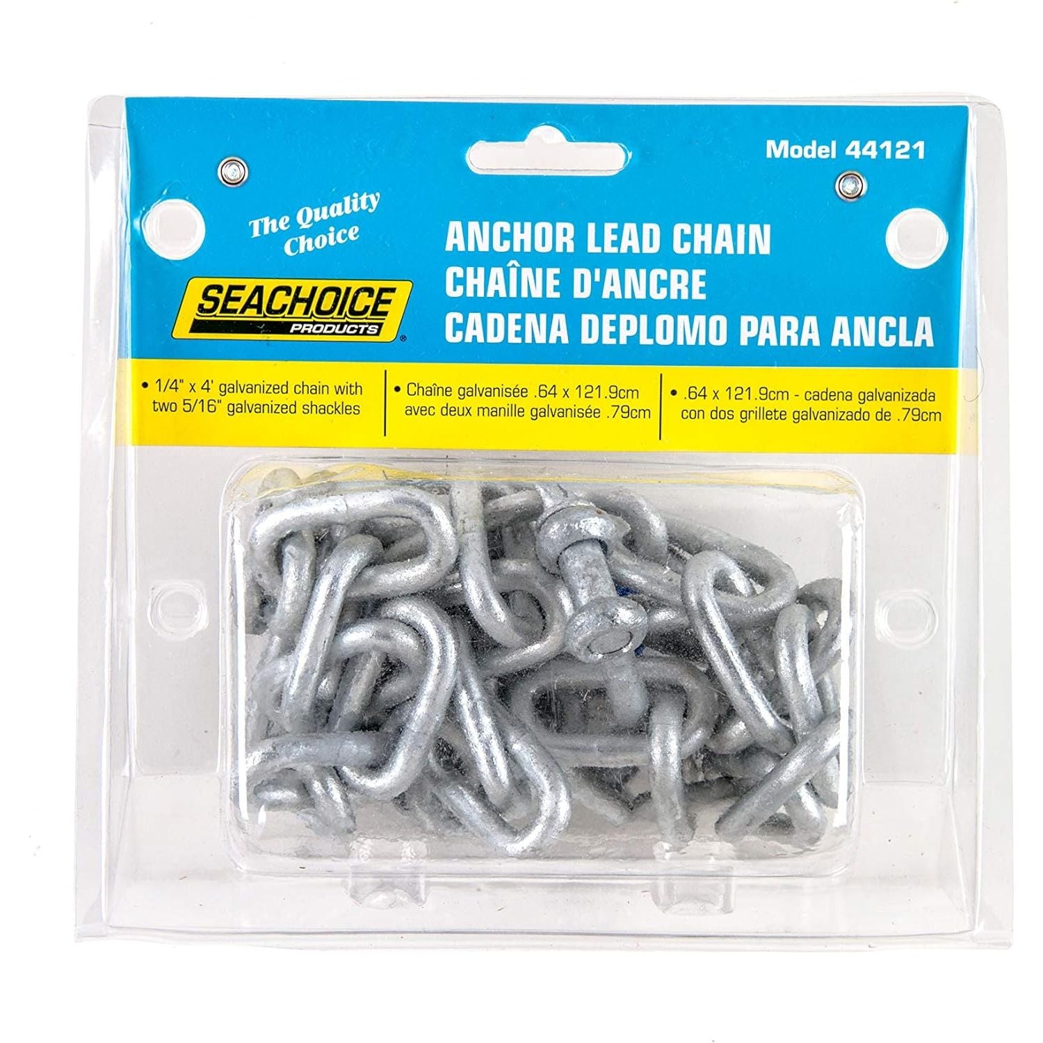 VLM 44121 Valmar Galvanized Anchor Lead Chain w/ Shackles (1/4" x 4')