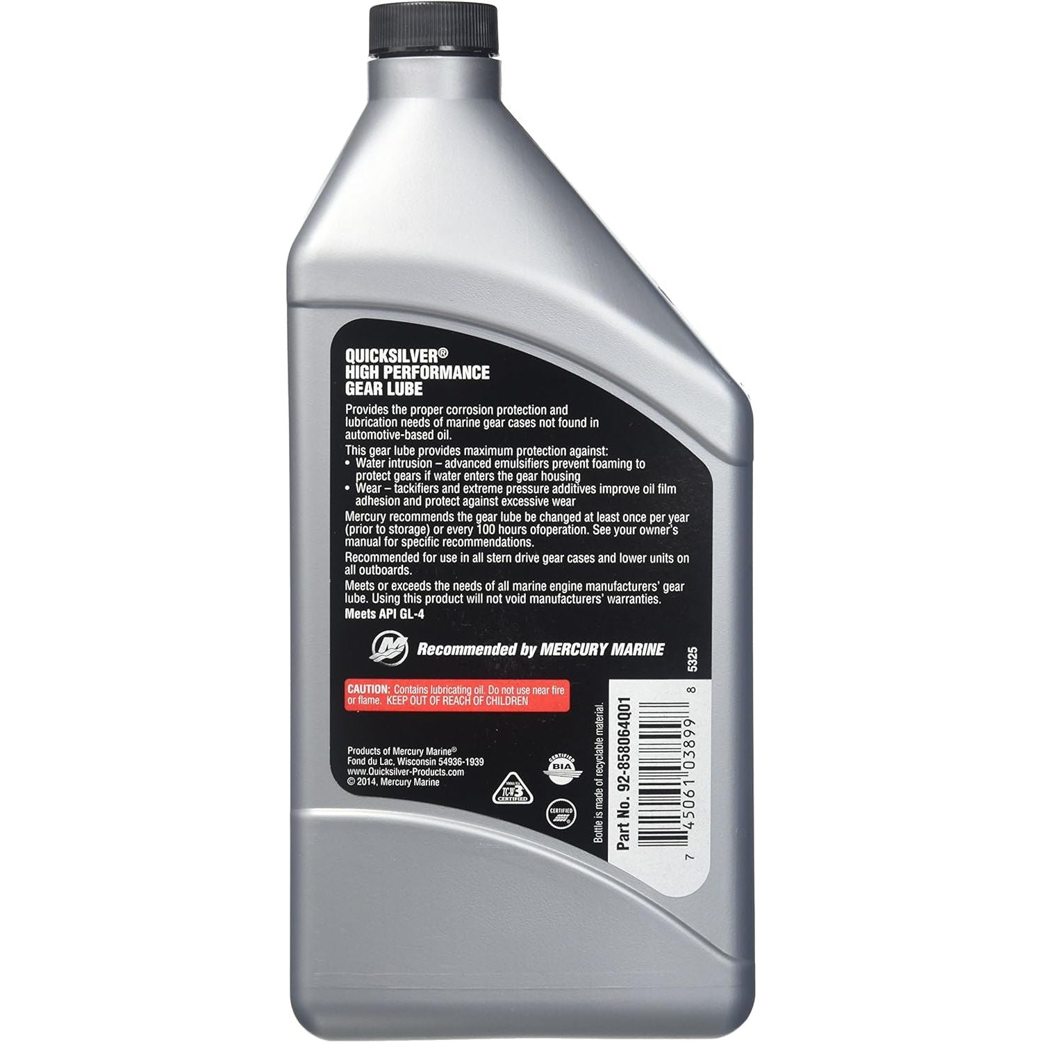 (010) 92858064Q01 QUICKSILVER High Performance Gear Lube SAE 90 (1 qt)