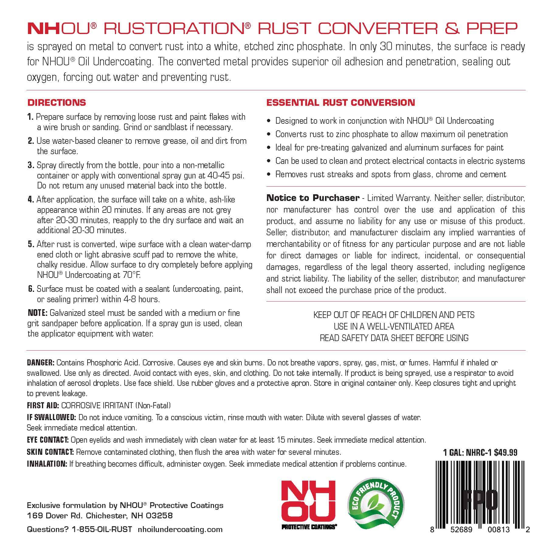 (710) NHRC-5 NHOU Rustoration Rust Converter & Prep (5g)