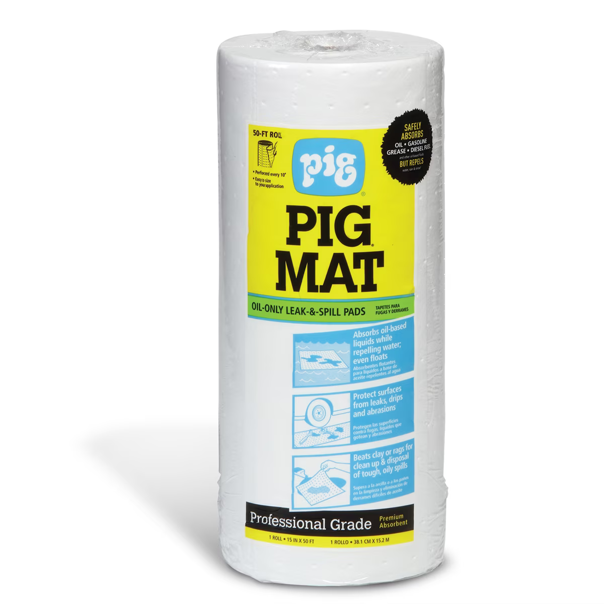 (708) 26201 New Pig Universal Lightweight Oil-Only Absorbent Pig Mat Roll (15" W x 50' L)