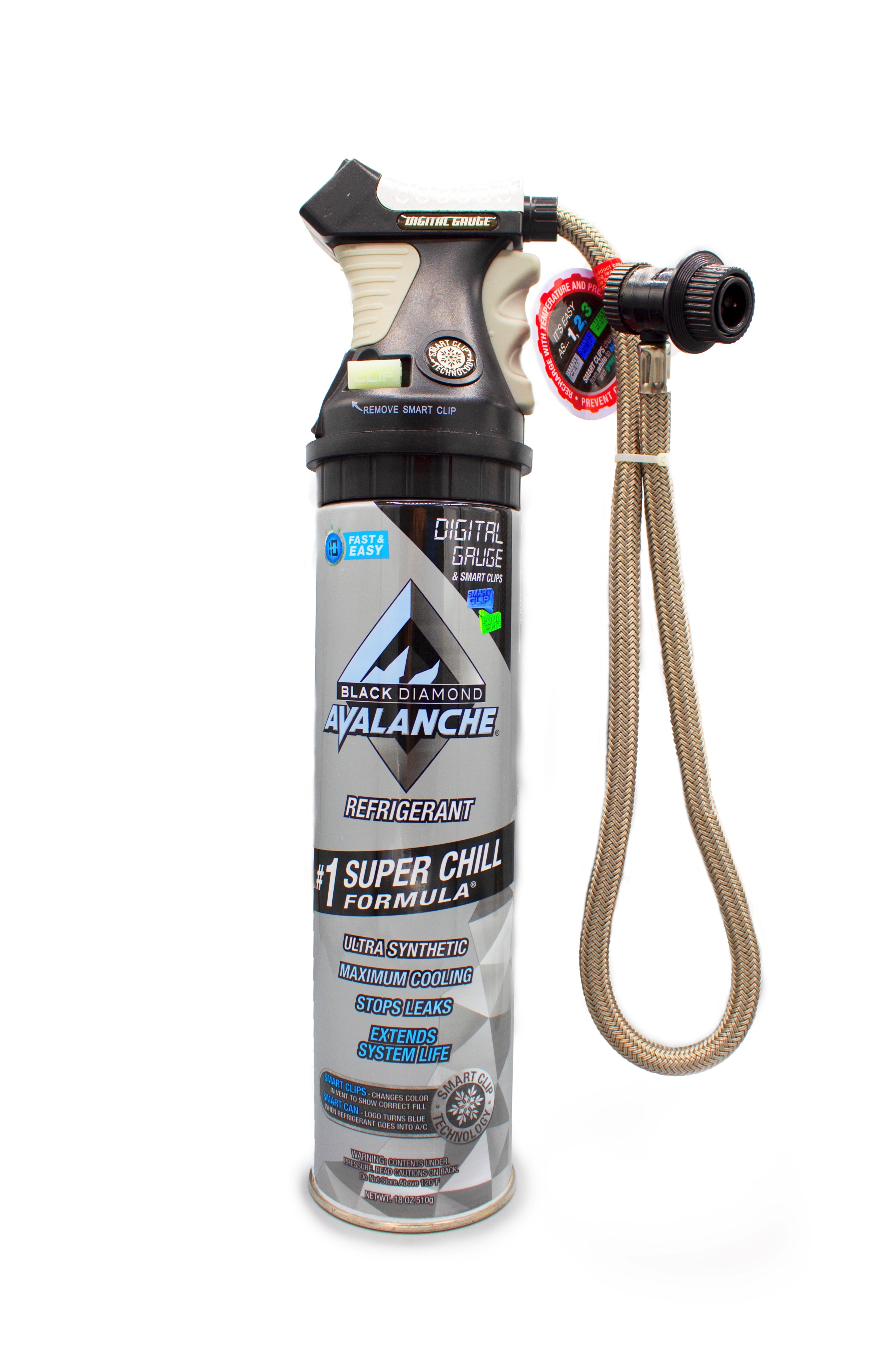 (361) EZC76 BLACK DIAMOND AVALANCHE R-134a Freon Recharge Kit w/ Digital Gauge 18oz