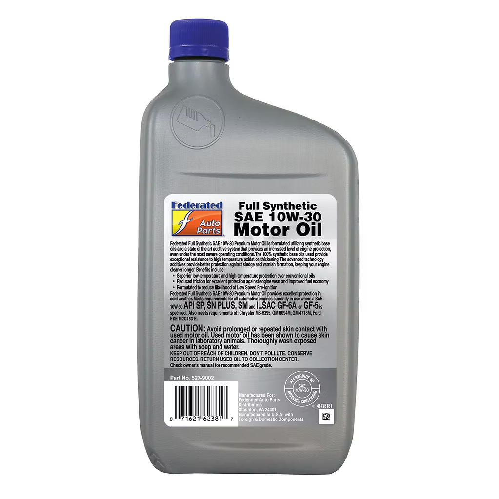 (130) 5279002 Federated SAE 10W30 Full Synthetic Motor Oil - QUART