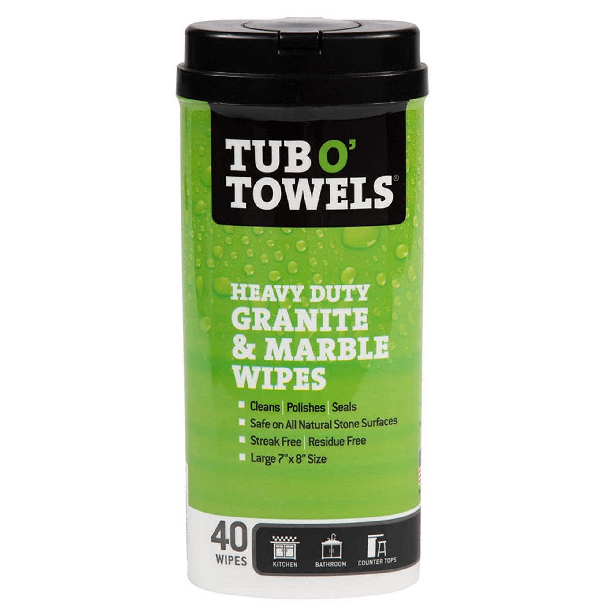 XFP TW40-GR Tub O' Towels Heavy Duty Granite & Marble Wipes (40 ct)