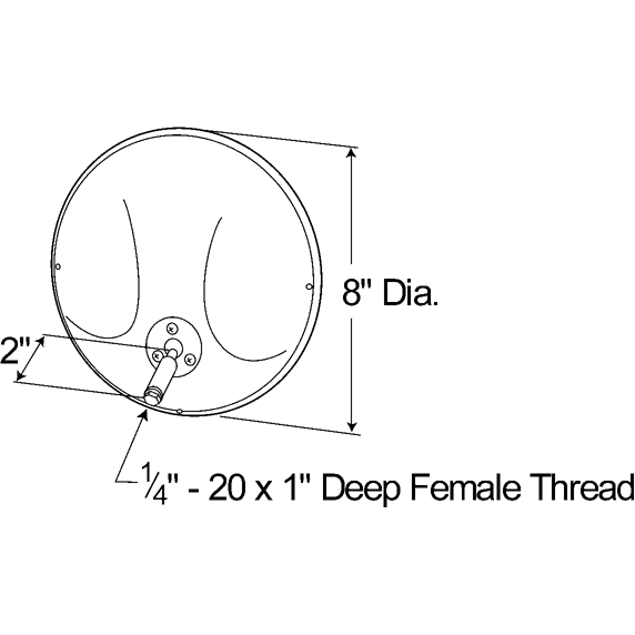 LTG 12173 Grote 8" Round Convex Mirror w/ Offset Ball-Stud