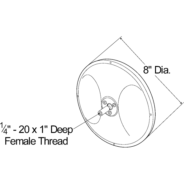 LTG 12183 Grote 8" Round Convex Mirror w/ Center-Mount Ball-Stud (Stainless Steel)