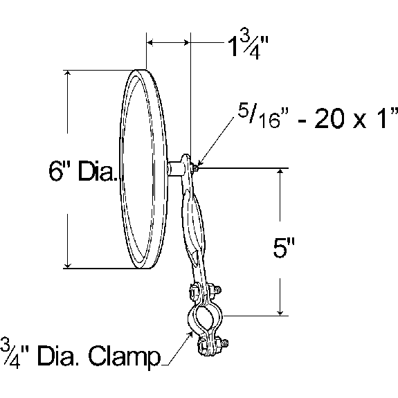 LTG 28042 Grote 6" Convex Center-Mount Spot Mirror (Arm Assembly)