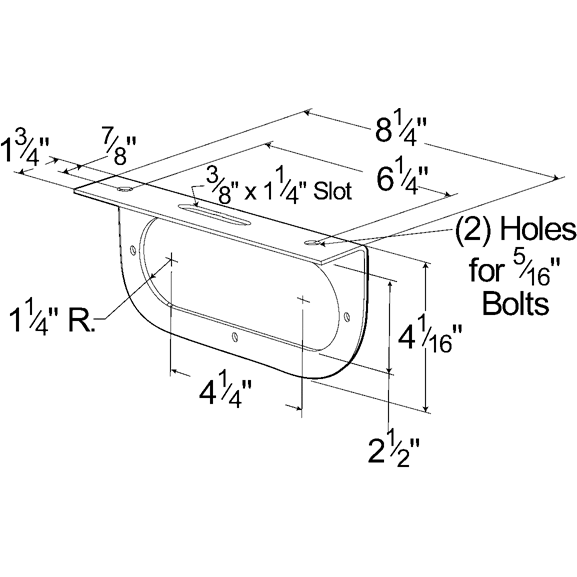 LTG 43362 Grote 6" Oval Light 90 Degree Angle Mounting Bracket (Black)