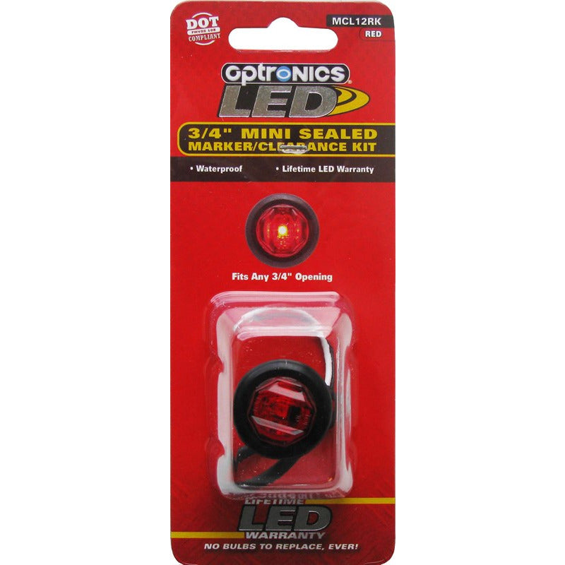 DLT MCL12RK Optronics LED Sealed Marker/Clearance Light Kit (3/4" Round, Red, Grommet)
