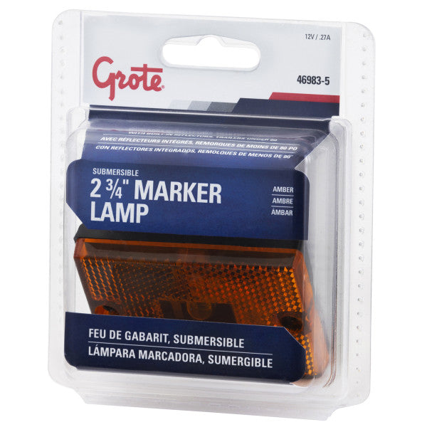 LTG 46983-5 Grote Submersible Rectangular Clearance Marker Light (2.75", Amber, Reflective)