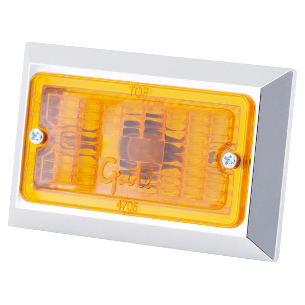 LTG 47053 Grote Chrome Plated Rectangular Clearance Marker Light (4", Amber)