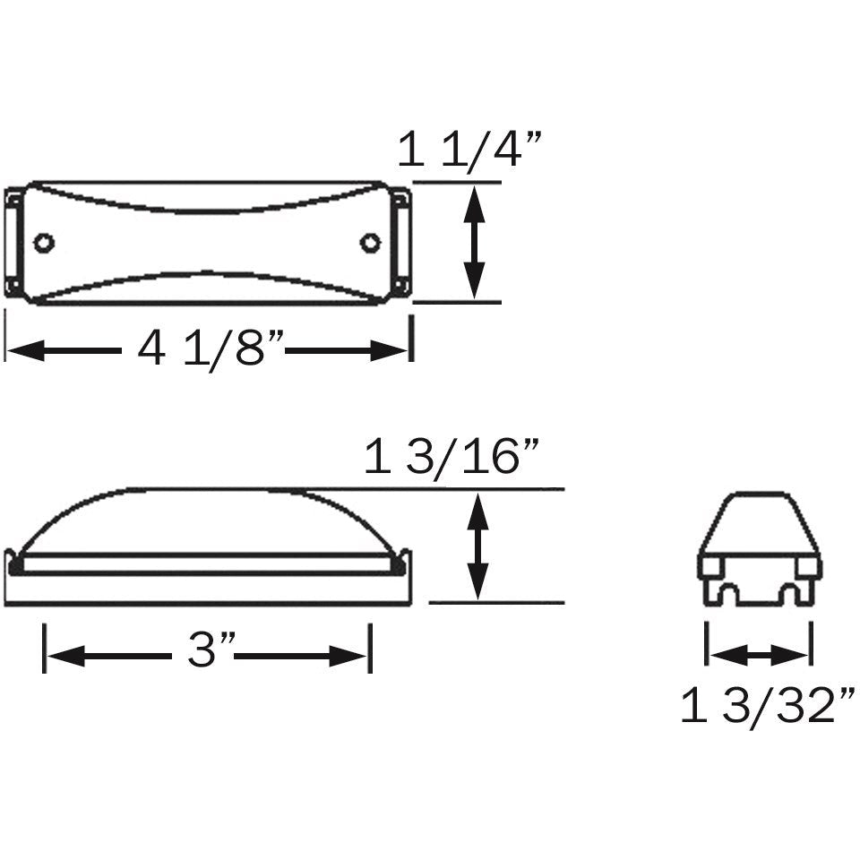 DLT MC67AK Optronics Sealed 2-Bulb Marker/Clearance Light (4" Rectangle, Amber, Surface)