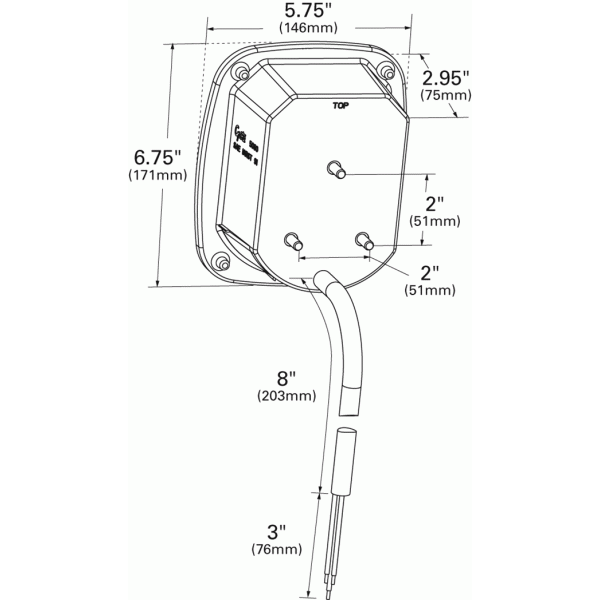 (440) 50972 Grote Peterbilt Chevrolet Jeep GMC Stop Tail Turn Box Light w/ License Window (3 Stud)