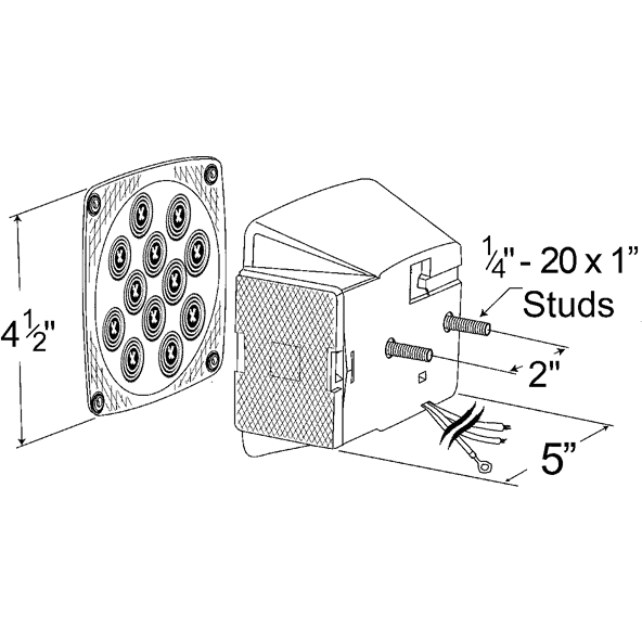 (440) 51982 Grote Submersible LED Trailer Light (2 Stud, RH)