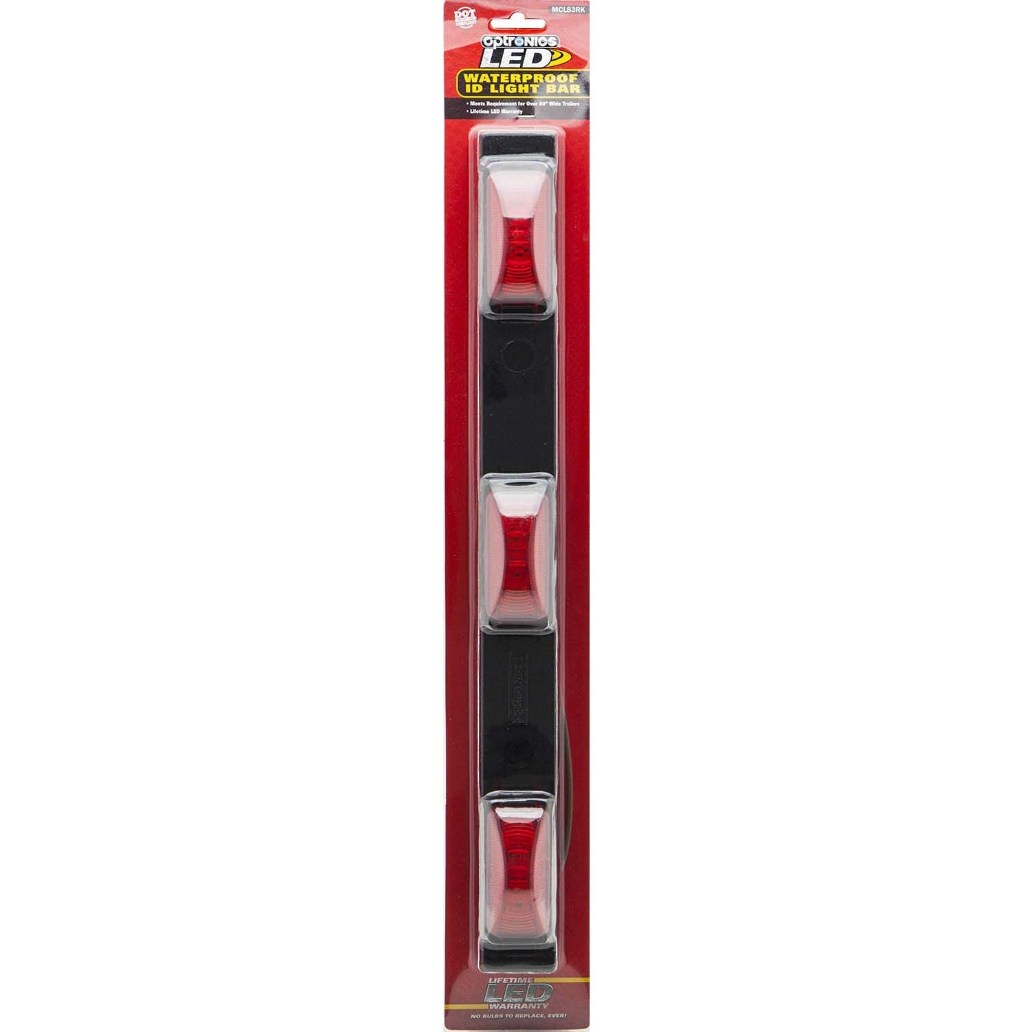 DLT MCL83RK Optronics LED Sealed Identification Light Bar (16", Red, Surface)