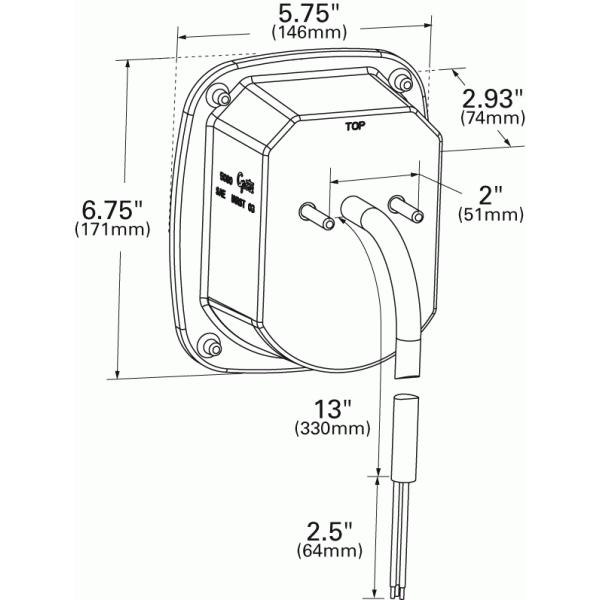 LTG 52602 Grote Torsion Mount Dodge Stop Tail Turn Box Light w/ License Window (2 Stud)