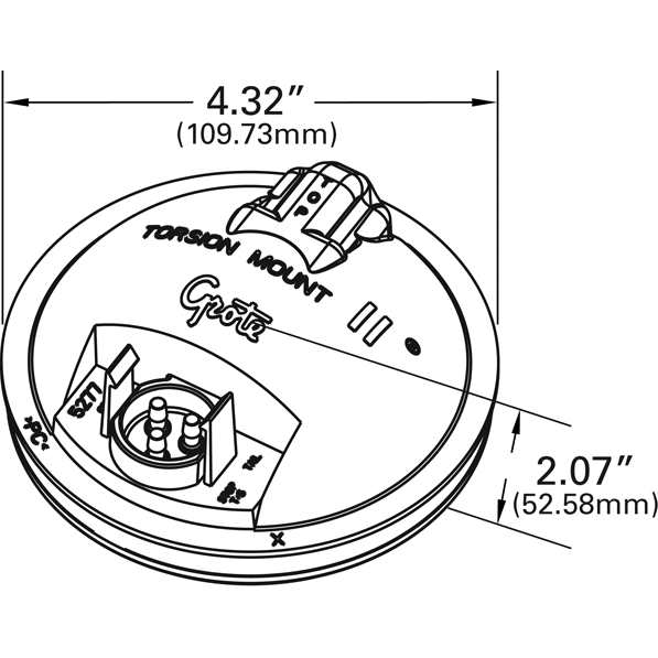 LTG 53102 Grote Torsion Mount II Stop Tail Turn Light (4" Round, Red, Male 3 Pin)