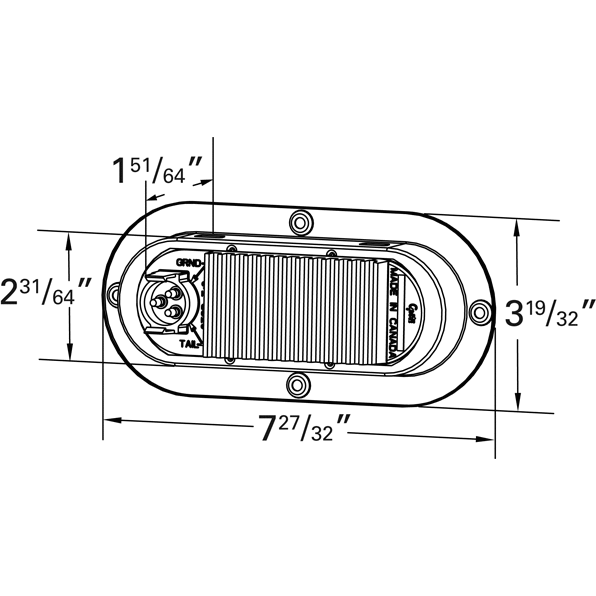 LTG 53622 Grote SuperNova LED Stop Tail Turn Light w/ Theft Resistant Flange (6" Oval, Red, 3 Male Pin)