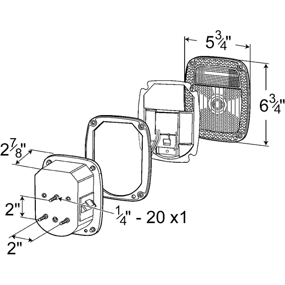 LTG 53630 Grote SuperNova LED Stop Tail Turn Box Light (3 Stud, RH)
