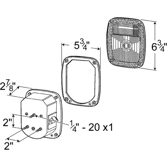 LTG 53702 Grote Metri-Pack Stop Tail Turn Box Light w/ License Window (3 Stud, RH)