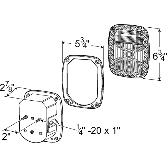 LTG 53722 Grote Metri-Pack Stop Tail Turn Box Light w/ License Window (2 Stud, Left Side Connector)