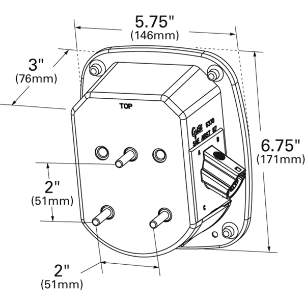 LTG 53782 Grote Ford Stop Tail Turn Box Light w/ License Window (3 Stud, RH)