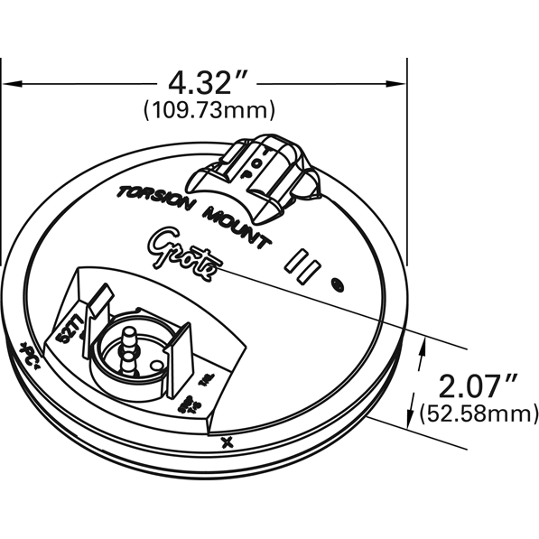 LTG 62211 Grote Torsion Mount II Single-System Backup Light (4" Round, Male Pin)