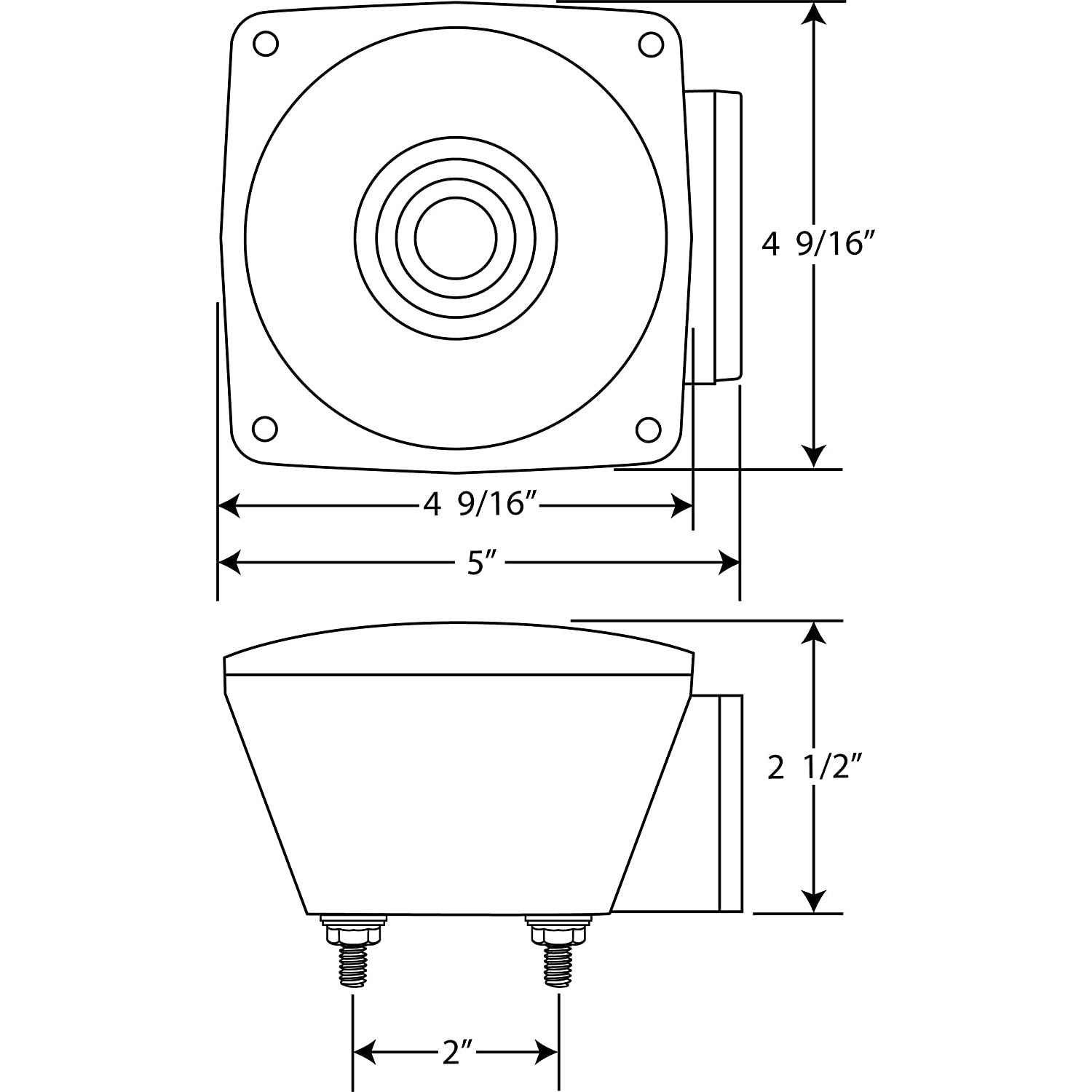 DLT ST8RS Optronics Combination Tail Light With Side Marker (Right, Square, Stud)