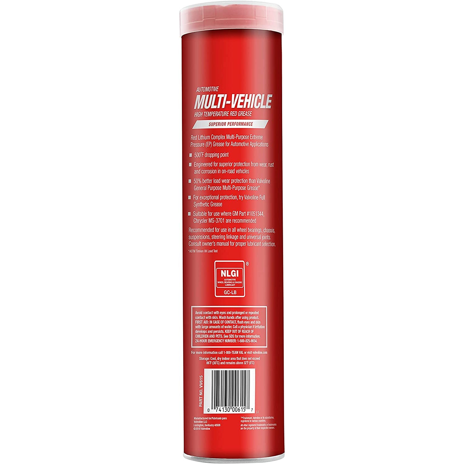 (945) VV615 Valvoline Multi-Vehicle #2 EP Hi-Temp Red Grease (14 oz)