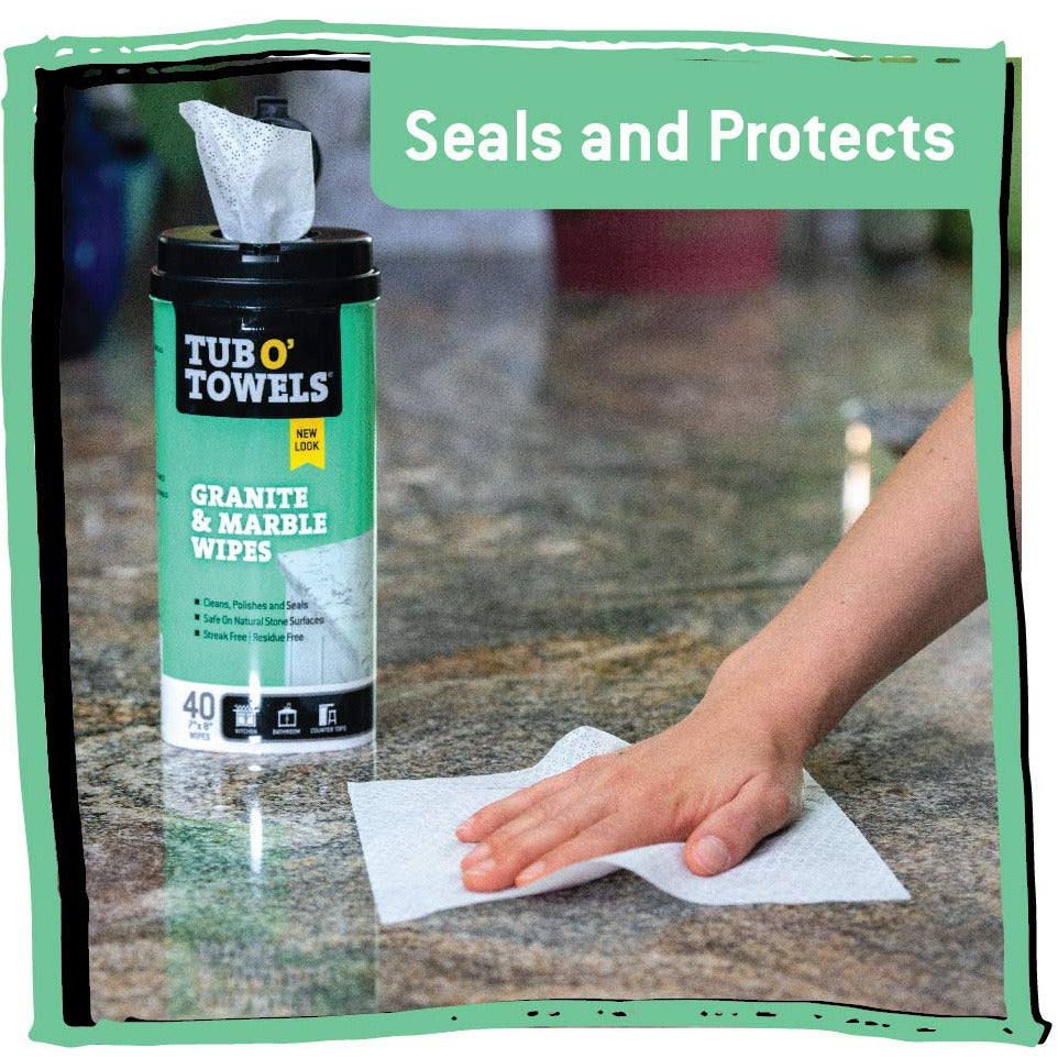 XFP TW40-GR Tub O' Towels Heavy Duty Granite & Marble Wipes (40 ct)