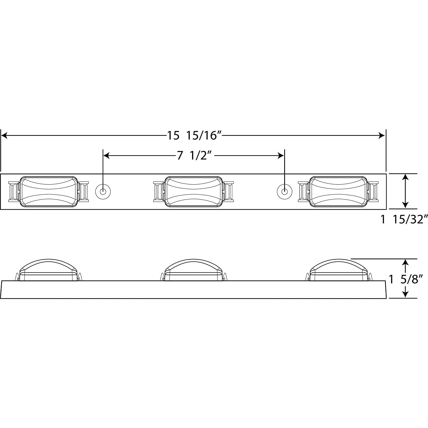 DLT MCL83RK Optronics LED Sealed Identification Light Bar (16", Red, Surface)