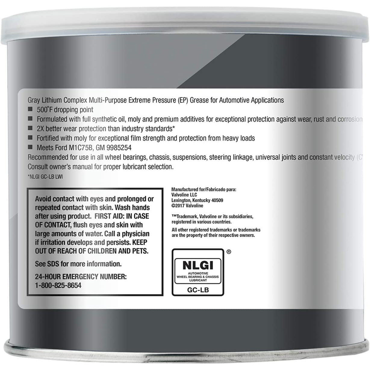 (945) VV986 Valvoline Full Synthetic Moly-Fortified Gray Grease (1 lb)
