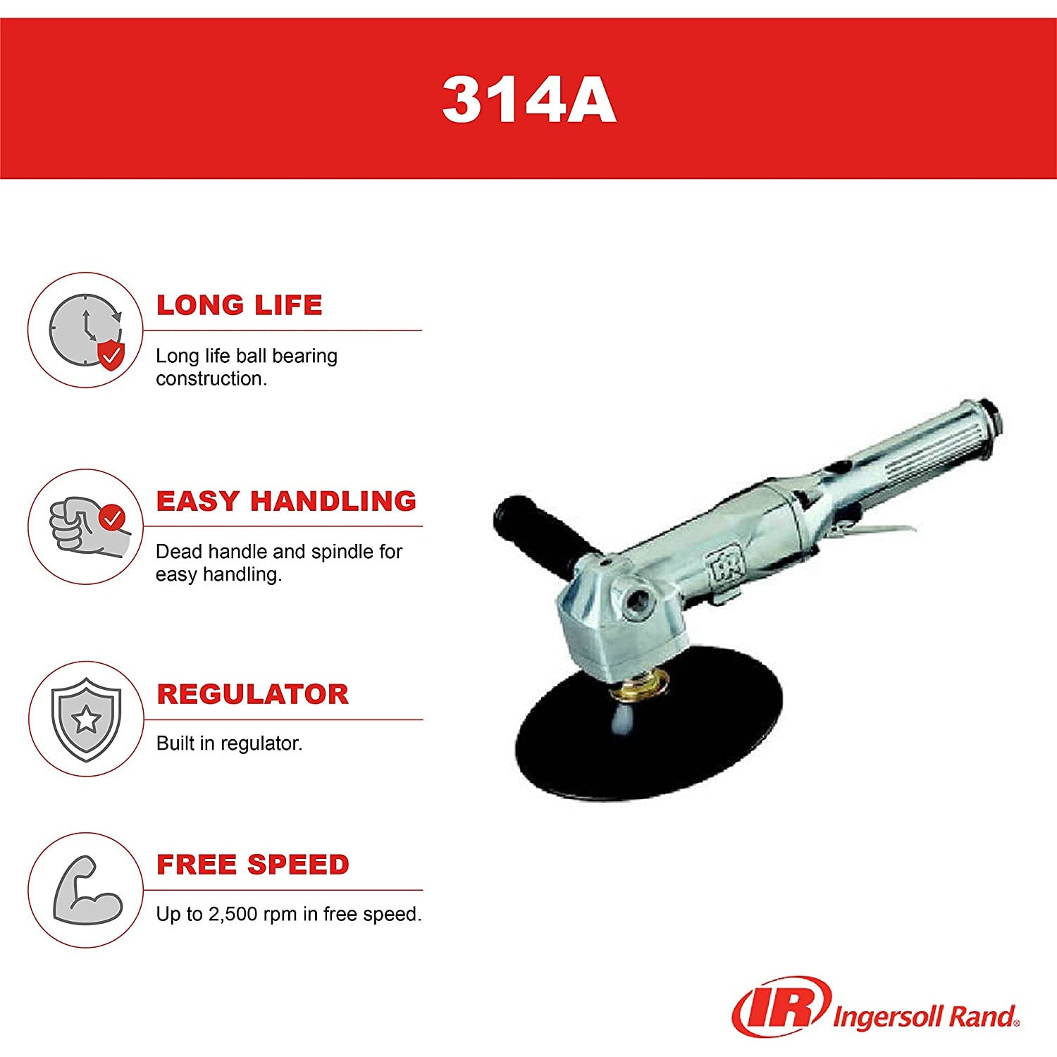 ET ING314A Ingersoll Rand Heavy Duty 7" Air Angle Polisher & Buffer