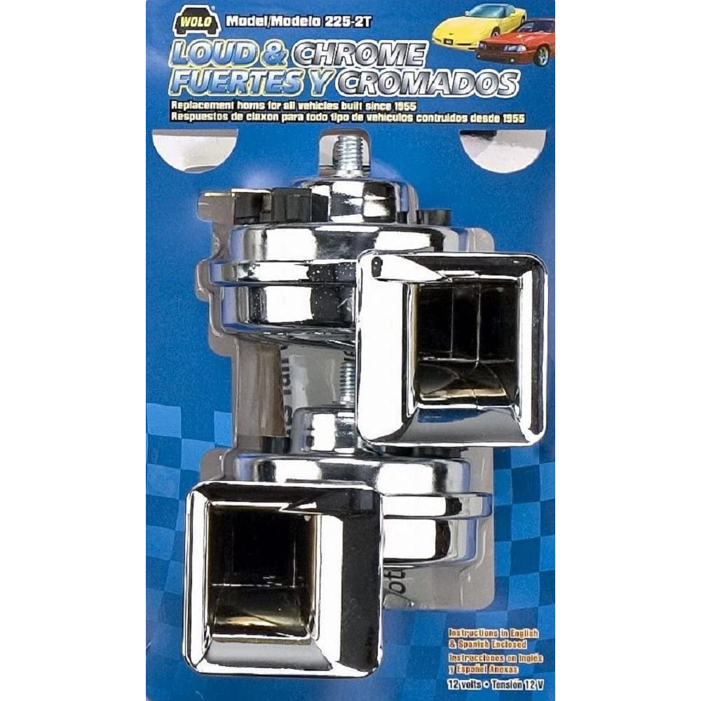WLO 225-2T Wolo Loud & Chrome Trumpet Horns (12V, 115 db)