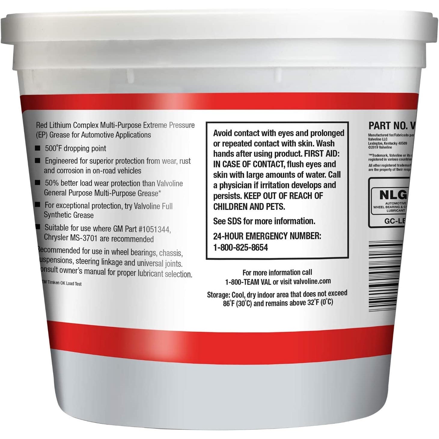 (945) VV616 Valvoline Multi-Vehicle #2 EP Hi-Temp Red Grease (4 lb)