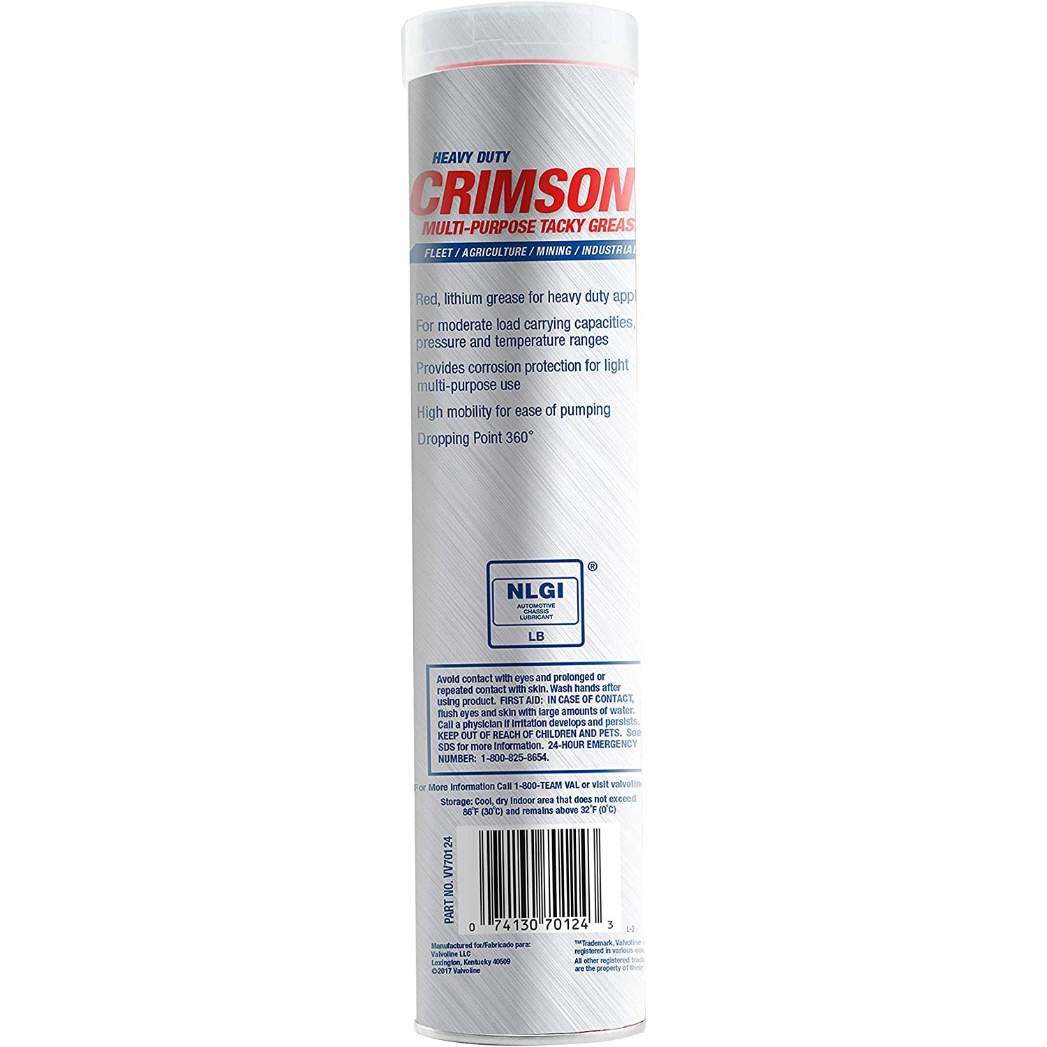 (945) VV70124 Valvoline Crimson HD Multi-Purpose Tacky Grease (14 oz)
