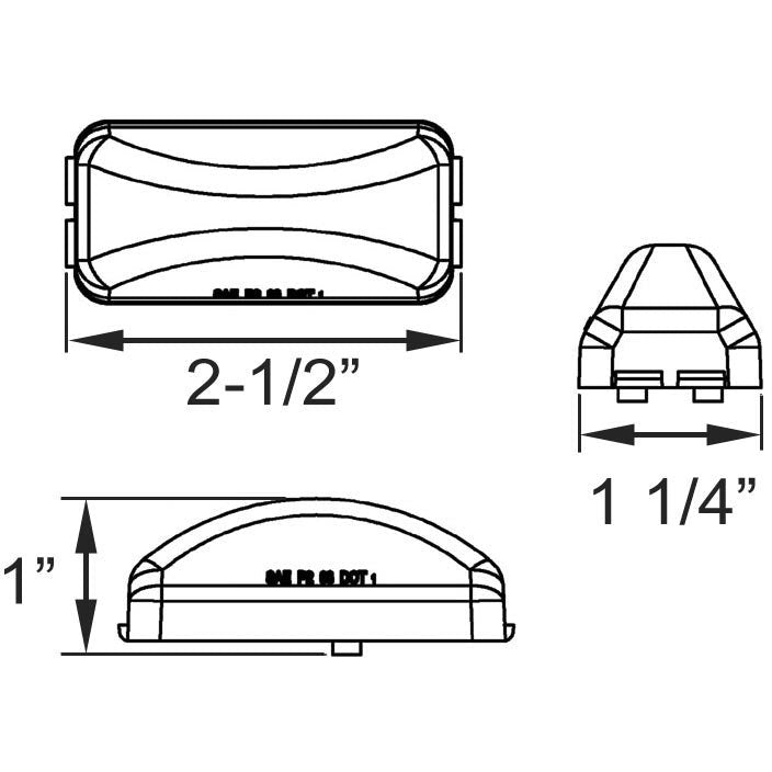 DLT AL90RK Optronics Sealed LED Marker/Clearance Light Kit (2.5" Rectangle, Red, Snap-In)