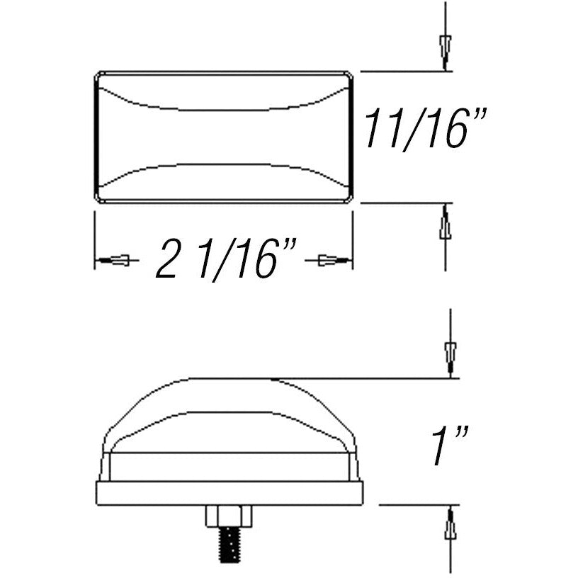 DLT MC95AS Optronics Sealed Marker/Clearance Light (2" Rectangle, Amber, Stud)