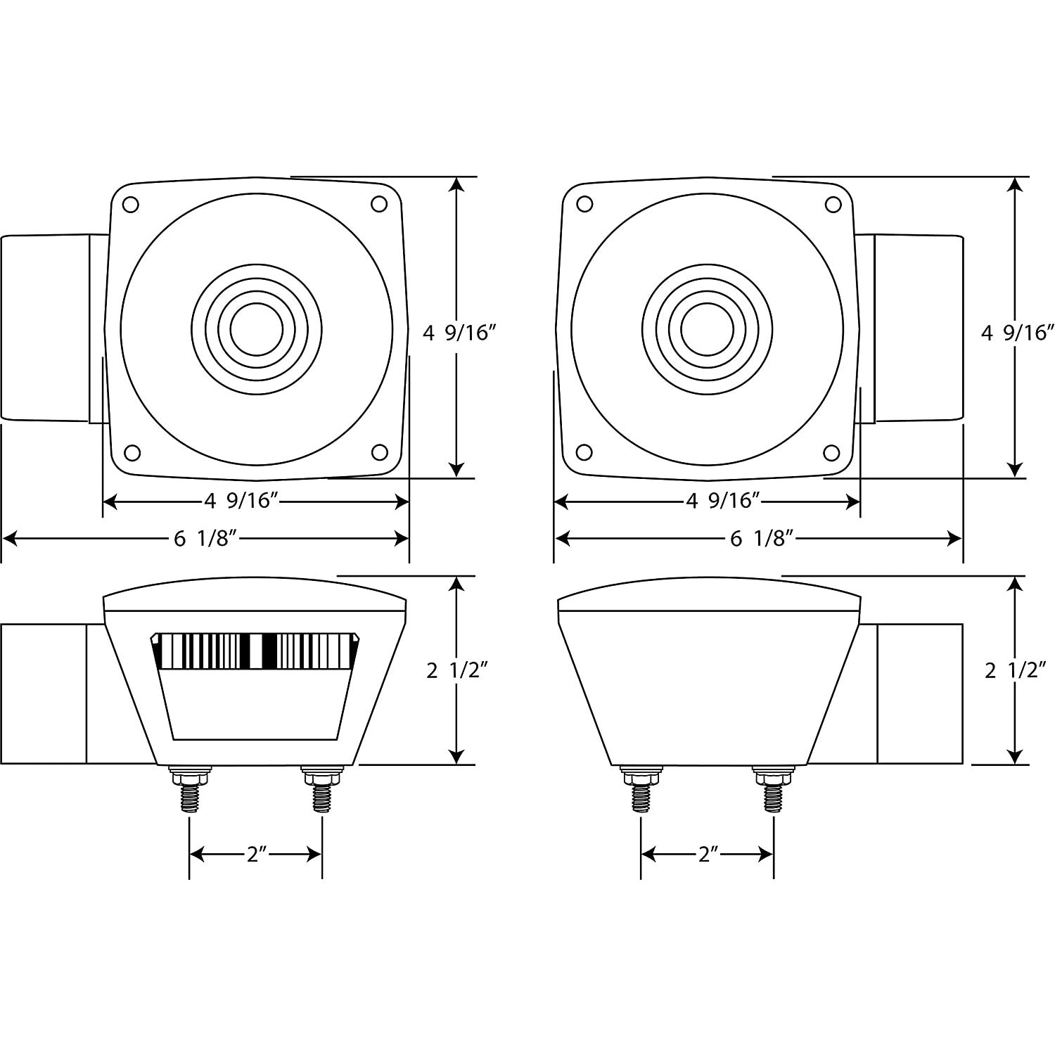 DLT TL60RK Optronics Submersible Combination Trailer Tail Light Kit (5" Square, Stud)